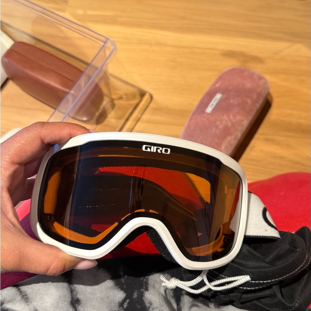 Giro White and Black Goggles with Tinted Lenses